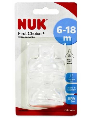NUK Pack de 2 tetinas Talla 6-18 meses Leche Infantil : : Bebé