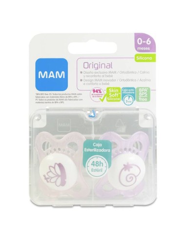 Chupete de silicona original MAM para bebés de 0 a 6 meses