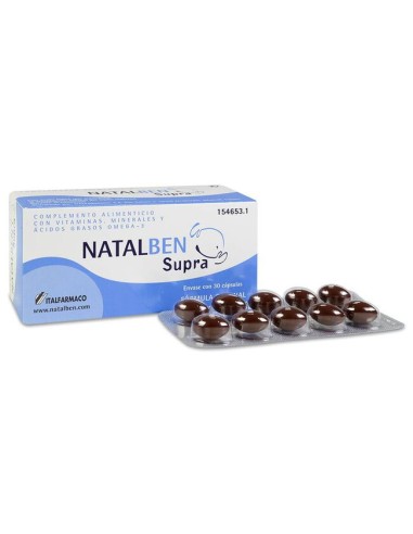 Natalben Supra embarazo 30 cápsulas Omega 3, Vitaminas y Minerales