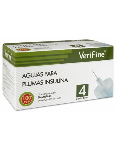 Agujas de seguridad para pluma de insulina 30G x 5mm C/100 unidades Verifine