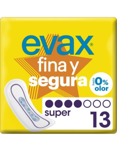 Compresas Higienicas Femeninas Evax Fina Y Segura Maxi 13 Compresas